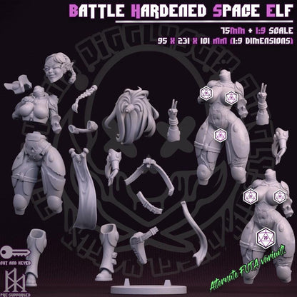 Battle Hardened Space Elf Miniature - by Jigglystix