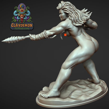 Arrah the Tribal Warrior Woman Miniature - by Claydemon Miniatures