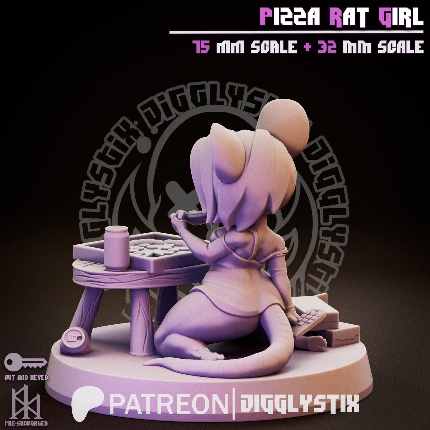 Pizza Rat Girl Miniature - by Jigglystix