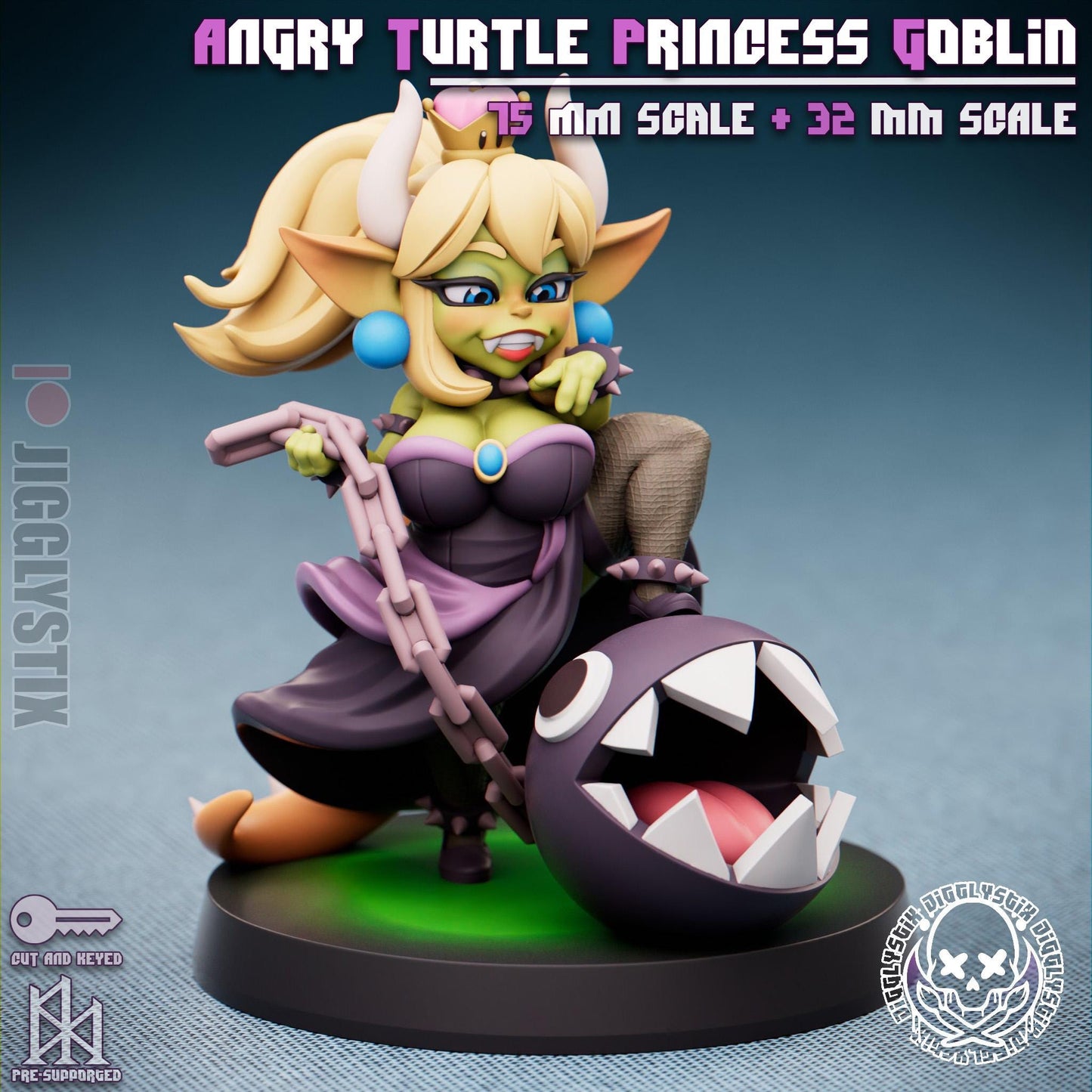 Angry Turtle Princess Goblin Miniature - by Jigglystix