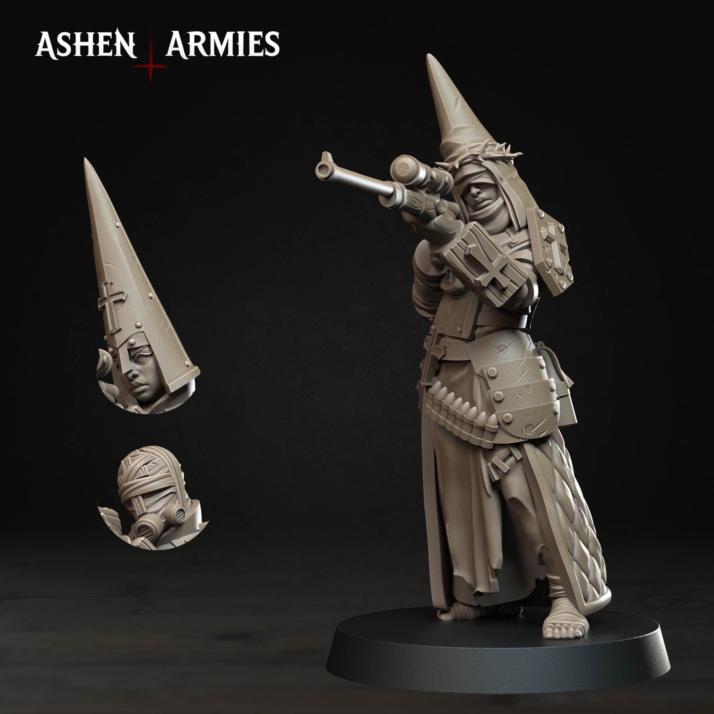 Bleeding Procession Sniper Miniature - Ashen Armies by Bite the Bullet