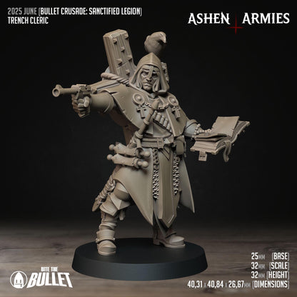 Sanctified Legion Trench Cleric Miniature - Ashen Armies by Bite the Bullet