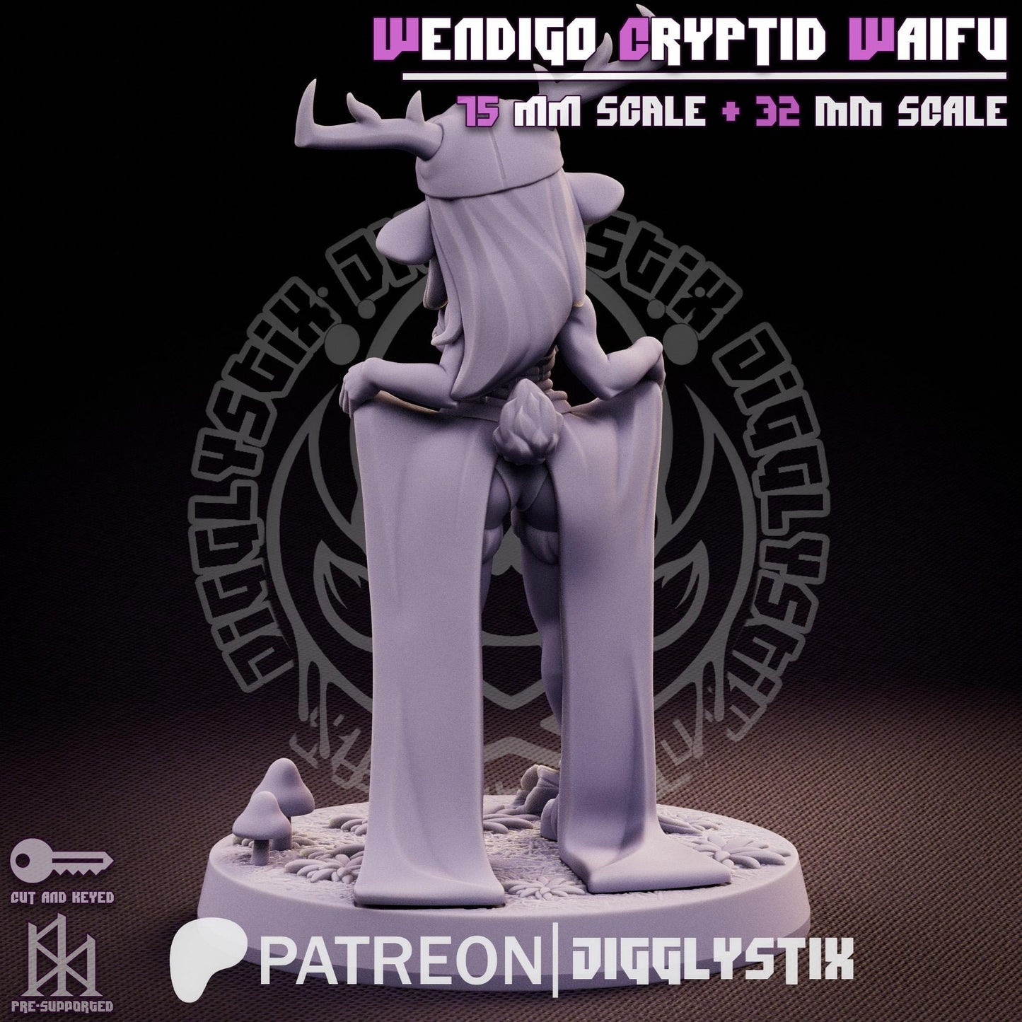 Wendigo Cryptid Waifu Miniature - by Jigglystix