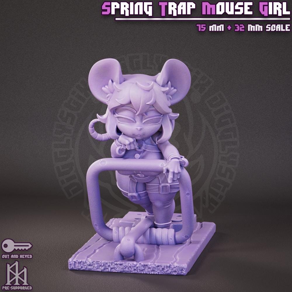 Spring Trap Mouse Girl Miniature - by Jigglystix