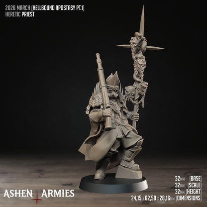 Hellbound Apostasy Heretic Priest Miniature - Ashen Armies by Bite the Bullet