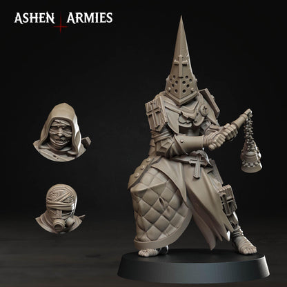 Bleeding Procession Flail Trooper Miniature - Ashen Armies by Bite the Bullet