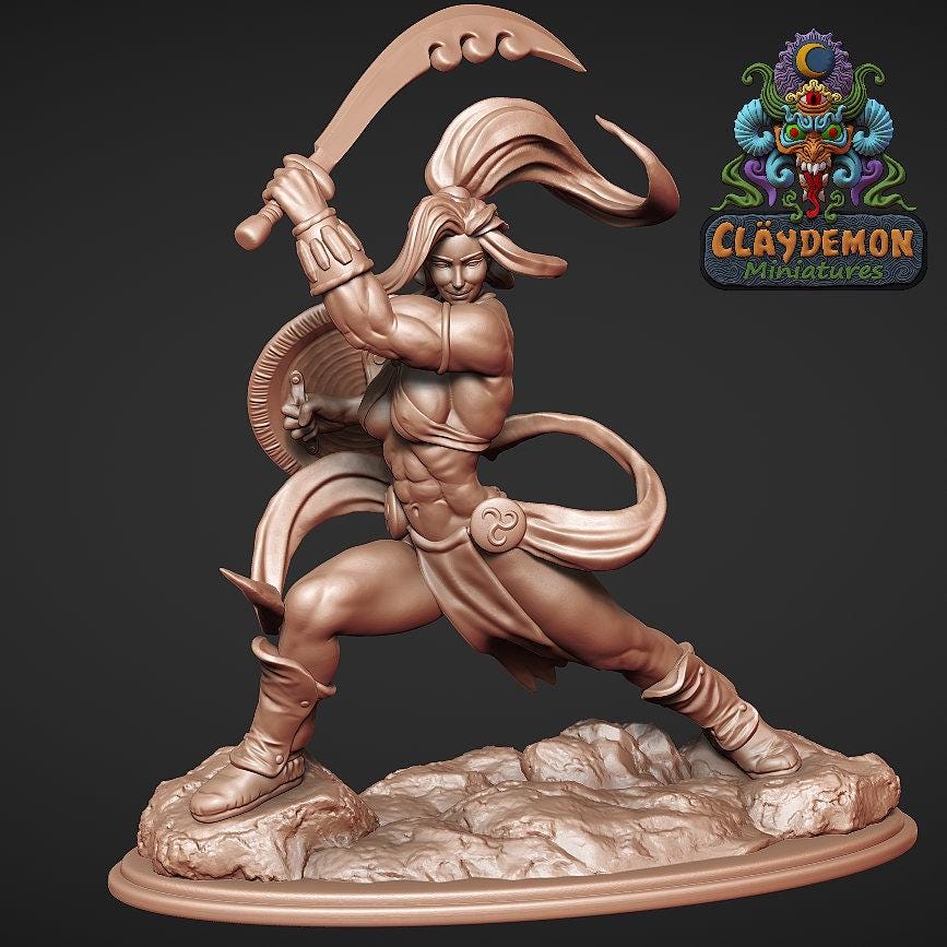 Verrana the Warrior Woman Miniature - by Claydemon Miniatures