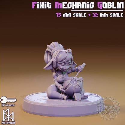 Fixit Mechanic Goblin Miniature - by Jigglystix