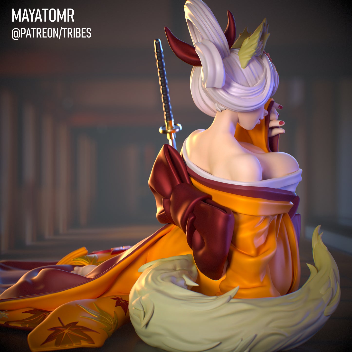 Kiku the Fox Spirit Miniature - by Mayatomr