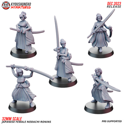 Japanese Female Nodachi Ronin Miniatures - by Kyoushuneko Miniatures