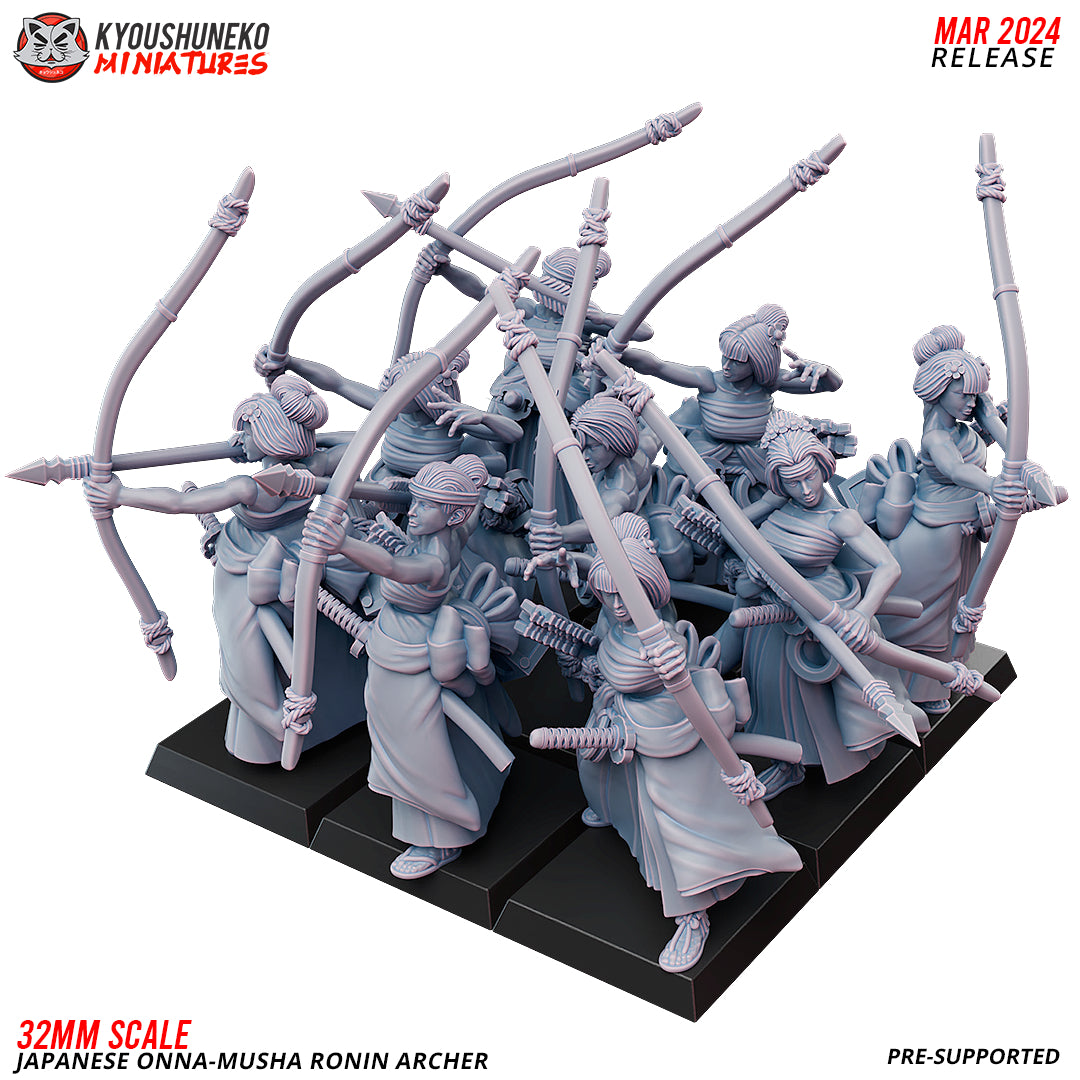 Japanese Onna Musha Ronin Archer Miniatures - by Kyoushuneko Miniatures
