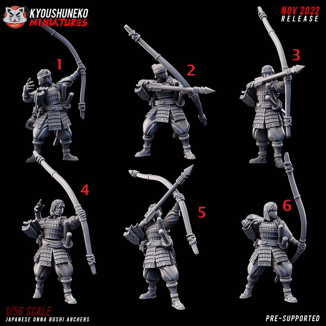 Japanese Onna Bushi Archer Miniatures - by Kyoushuneko Miniatures