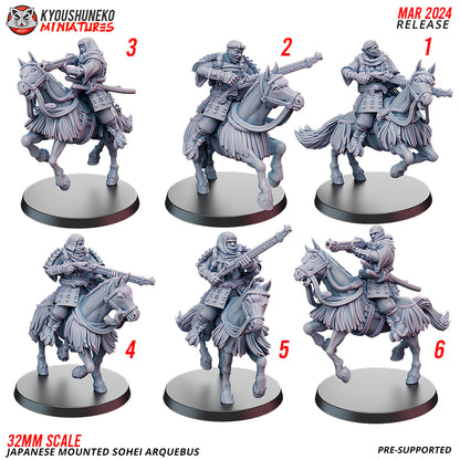 Japanese Mounted Sohei Arquebus Miniatures - by Kyoushuneko Miniatures