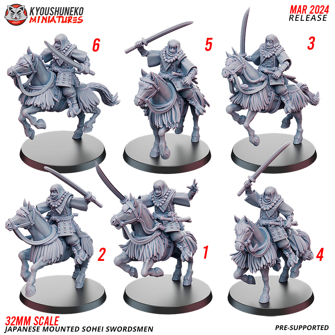 Japanese Mounted Sohei Swordsmen Miniatures - by Kyoushuneko Miniatures