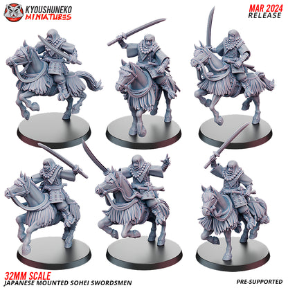 Japanese Mounted Sohei Swordsmen Miniatures - by Kyoushuneko Miniatures