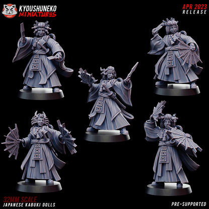 Japanese Kabuki Doll Warrior Miniatures - by Kyoushuneko Miniatures