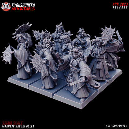 Japanese Kabuki Doll Warrior Miniatures - by Kyoushuneko Miniatures