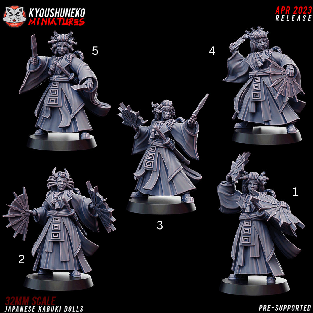 Japanese Kabuki Doll Warrior Miniatures - by Kyoushuneko Miniatures