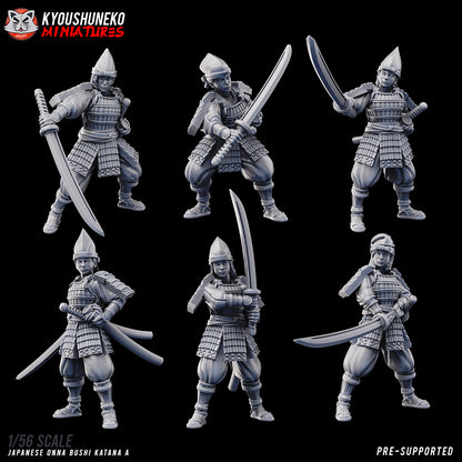 Japanese Onna Bushi Katana Miniatures SET A - by Kyoushuneko Miniatures