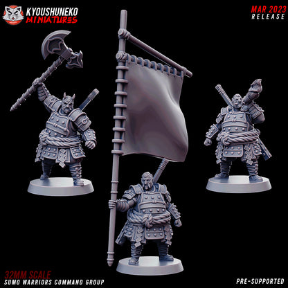 Japanese Sumo Warriors Command Group Miniatures - by Kyoushuneko Miniatures