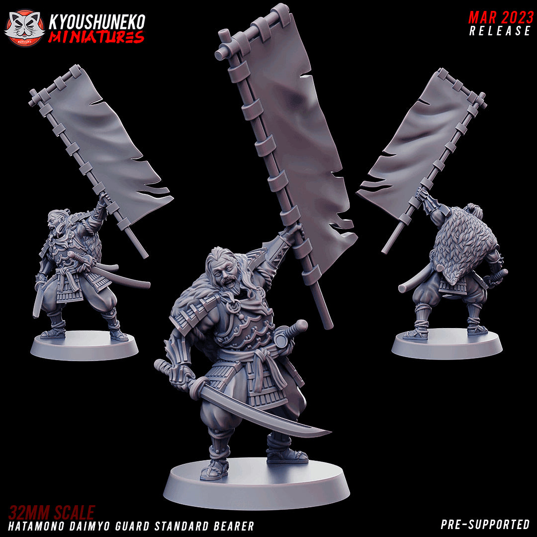 Japanese Hatamono Daimyo Guard Standard Bearer Miniature - by Kyoushuneko Miniatures