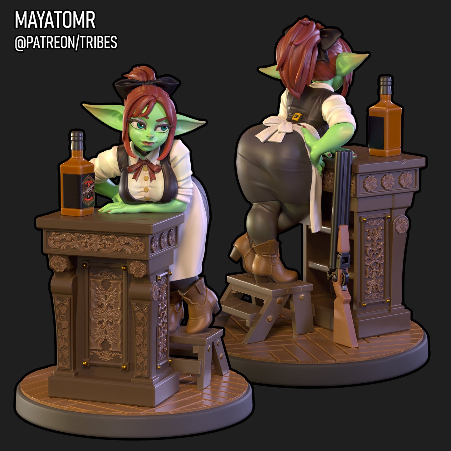 Western Goblin Bartender Miniature - by Mayatomr