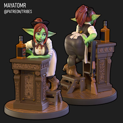 Western Goblin Bartender Miniature - by Mayatomr
