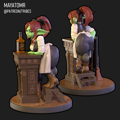 Western Goblin Bartender Miniature - by Mayatomr