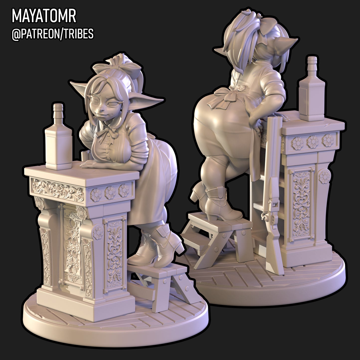 Western Goblin Bartender Miniature - by Mayatomr