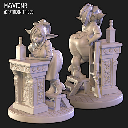 Western Goblin Bartender Miniature - by Mayatomr