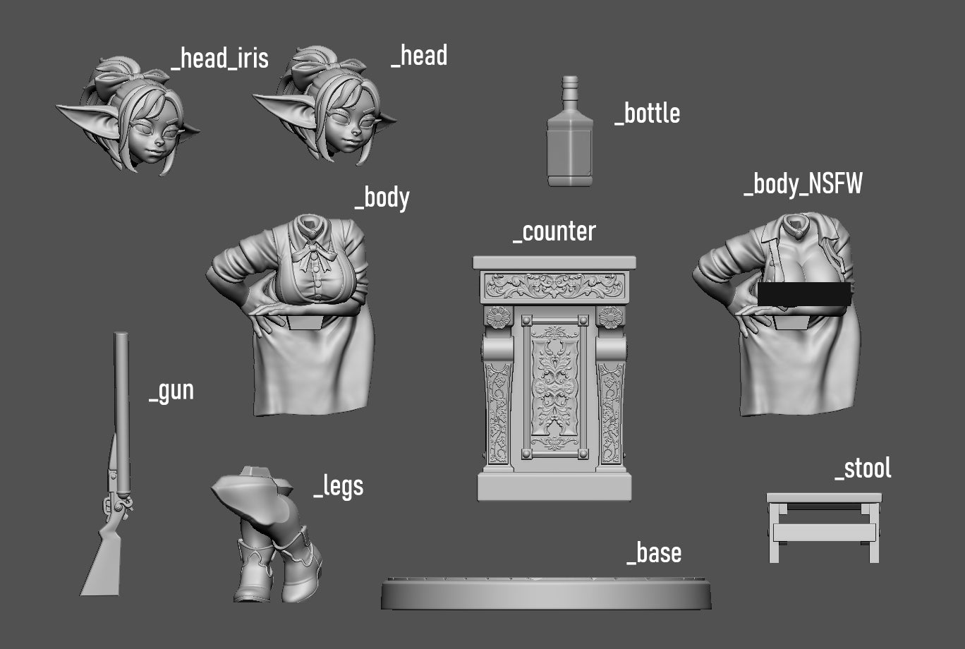Western Goblin Bartender Miniature - by Mayatomr