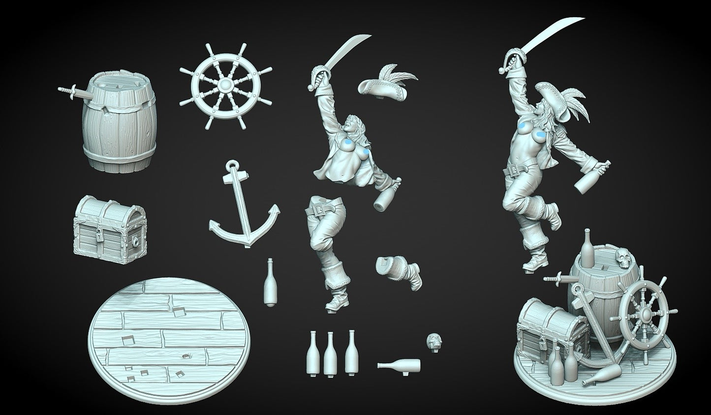 Anchoretta the Party Captain Miniature - by Claydemon Miniatures