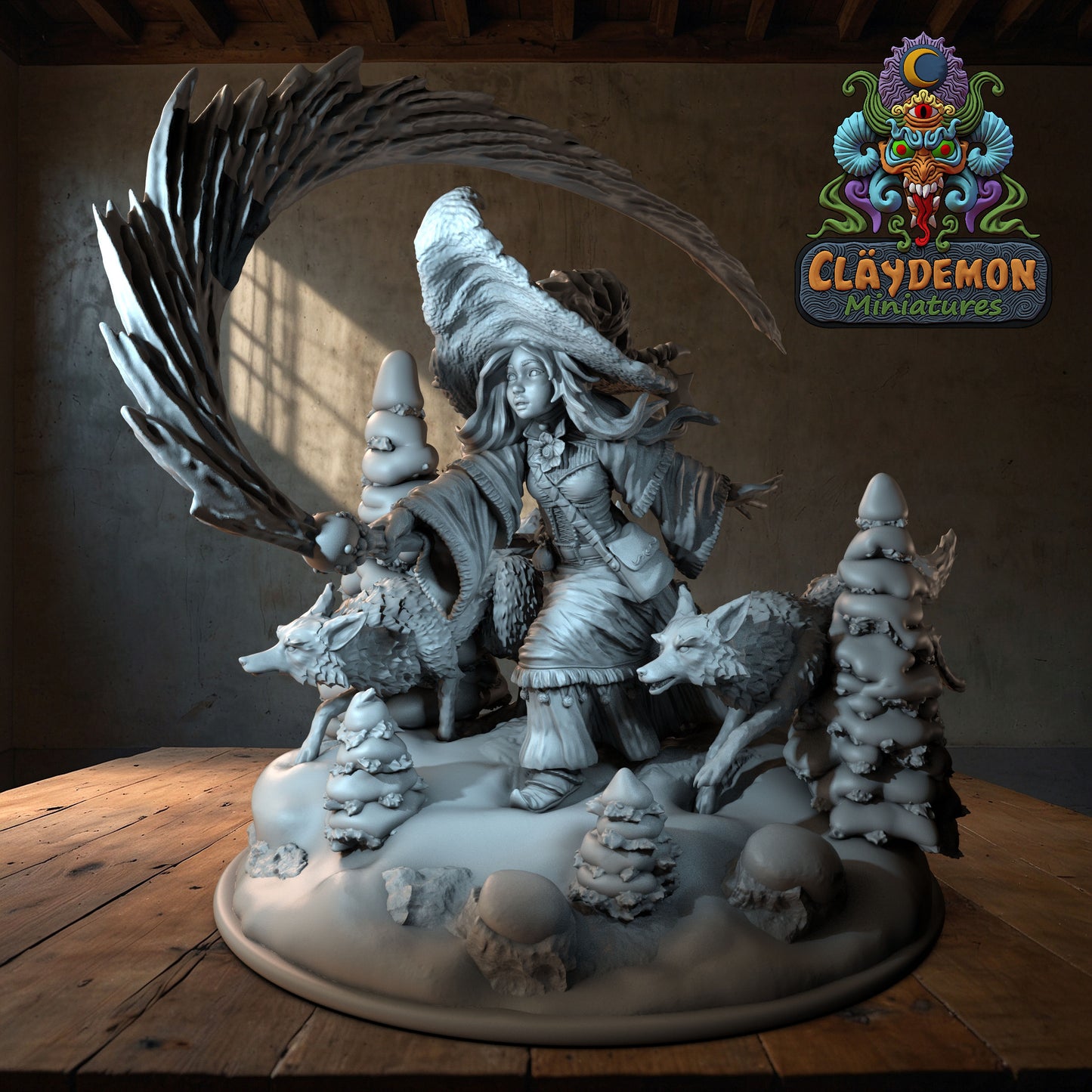 Laureen the Fox Witch Miniature Miniature - by Claydemon Miniatures