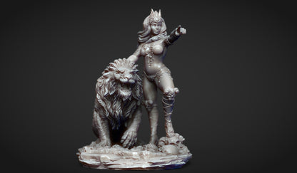Chalistra the Lion Princess Miniature - by Claydemon Miniatures