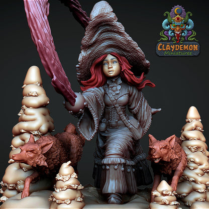 Laureen the Fox Witch Miniature Miniature - by Claydemon Miniatures