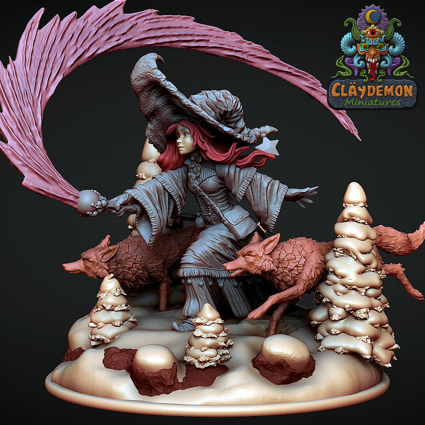 Laureen the Fox Witch Miniature Miniature - by Claydemon Miniatures
