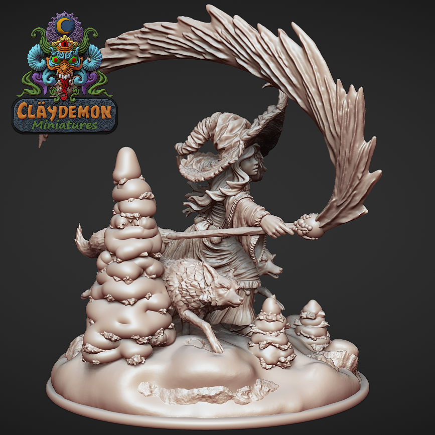 Laureen the Fox Witch Miniature Miniature - by Claydemon Miniatures
