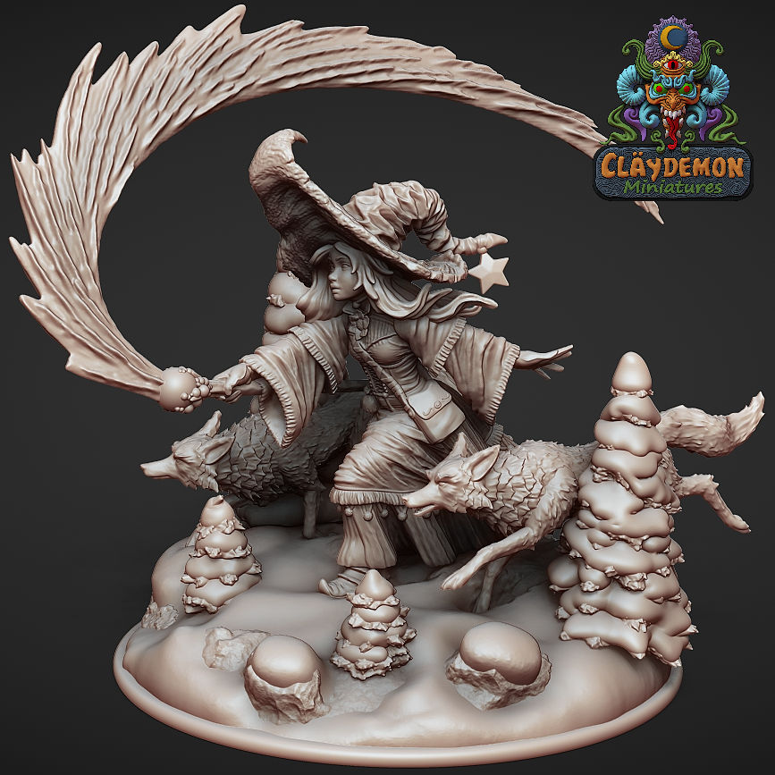 Laureen the Fox Witch Miniature Miniature - by Claydemon Miniatures
