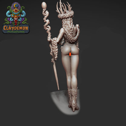 Lythienne the Forest Sorceress Miniature - by Claydemon Miniatures