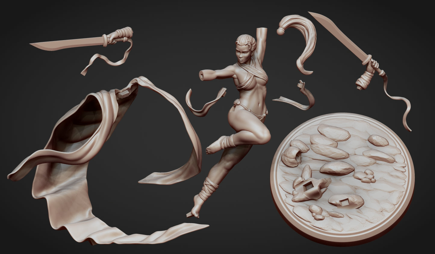 Mira the Sword Dancer Miniature - by Claydemon Miniatures