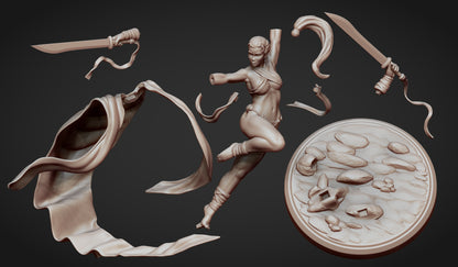 Mira the Sword Dancer Miniature - by Claydemon Miniatures