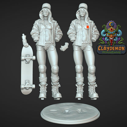 Skateboarder Girl Miniature - by Claydemon Miniatures
