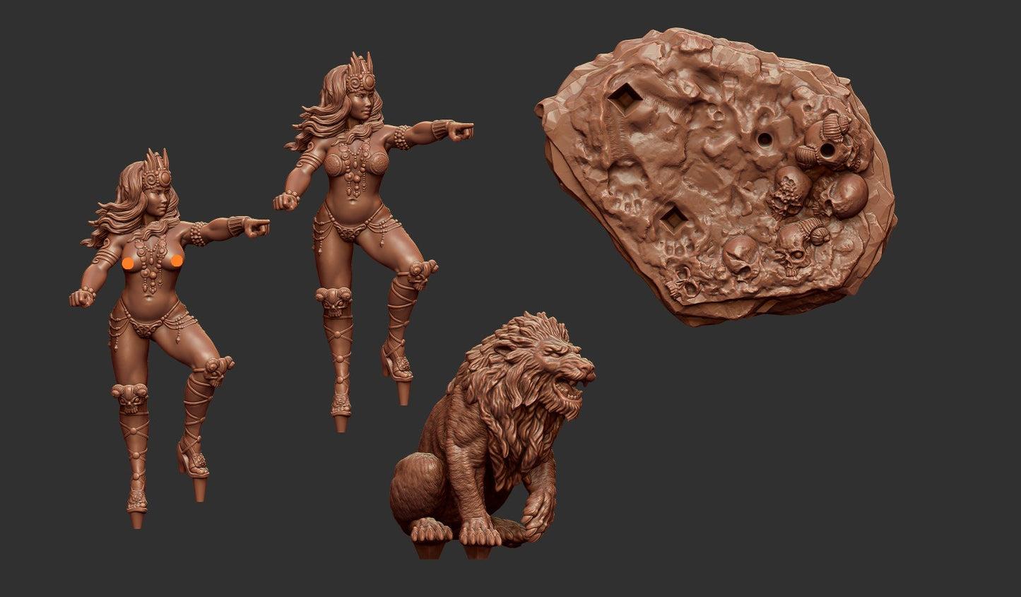 Chalistra the Lion Princess Miniature - by Claydemon Miniatures