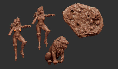 Chalistra the Lion Princess Miniature - by Claydemon Miniatures
