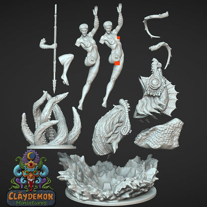 Skjorta the Seadragon Slayer Woman Miniature - by Claydemon Miniatures