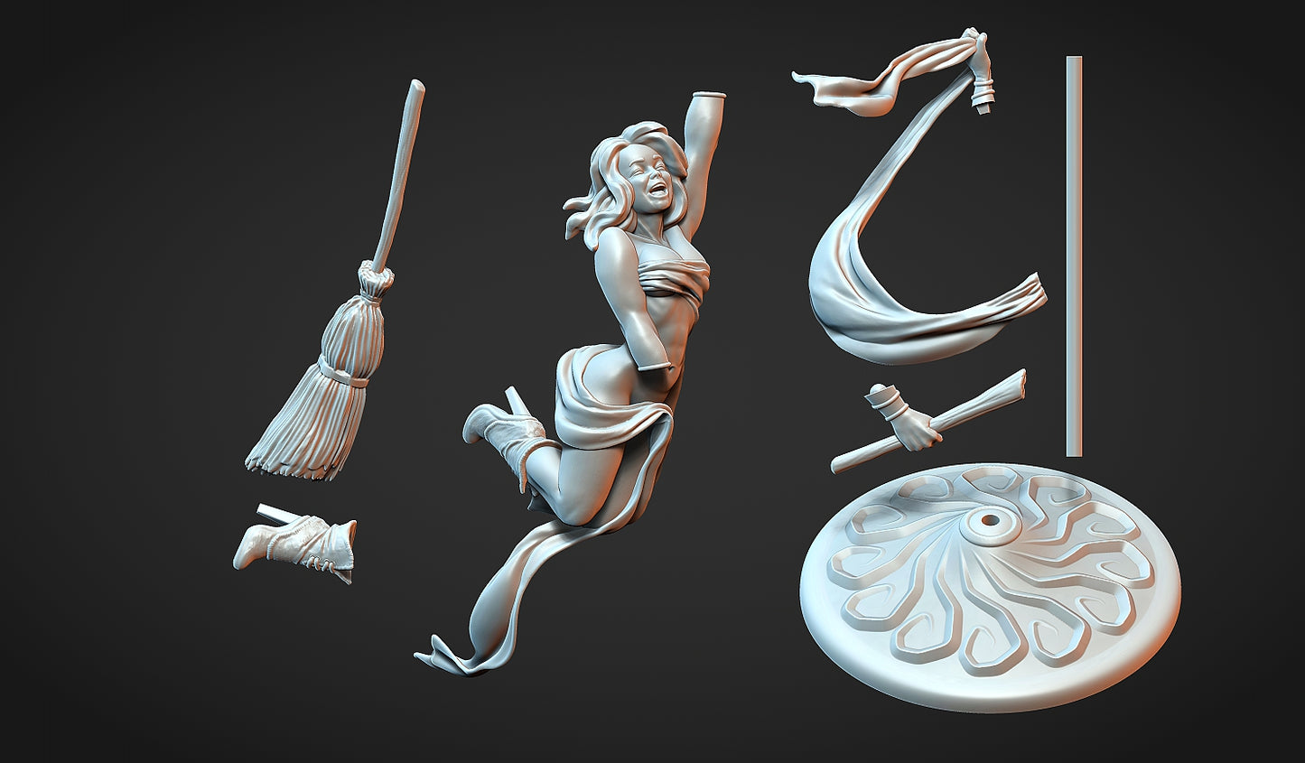 Reeya the Witch Miniature - by Claydemon Miniatures