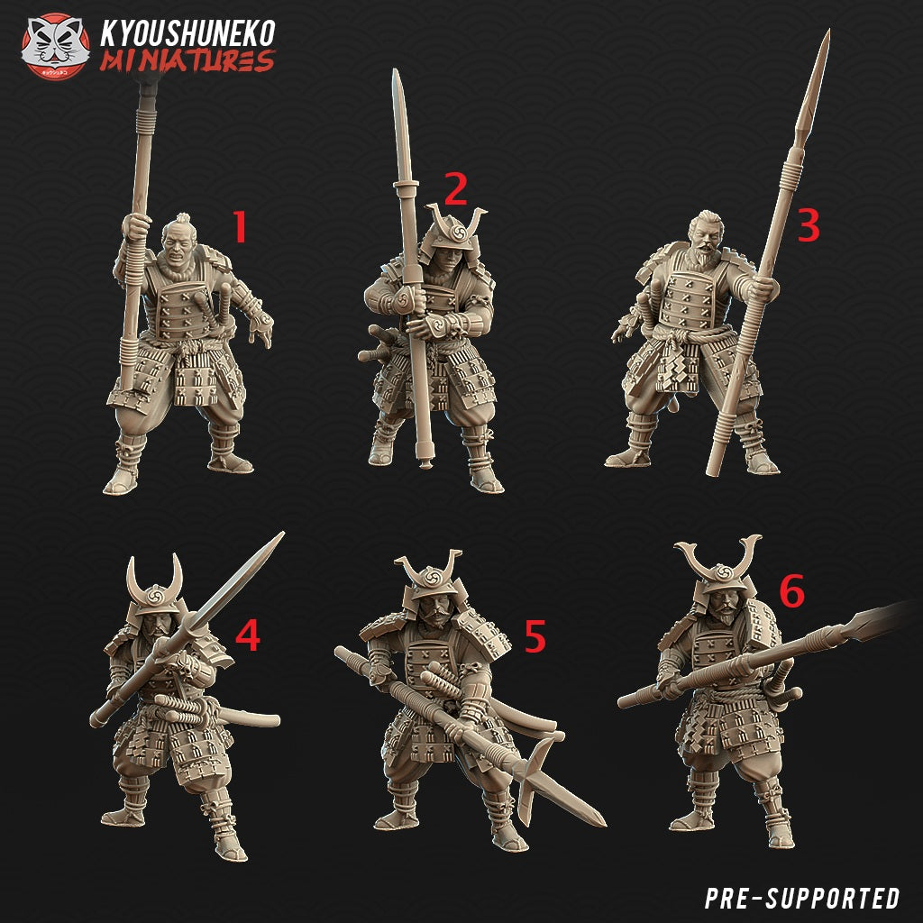 Japanese Samurai Spearmen Miniatures - by Kyoushuneko Miniatures