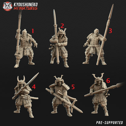 Japanese Samurai Spearmen Miniatures - by Kyoushuneko Miniatures