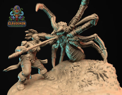 Velris the Spider Buster Diorama Miniature - by Claydemon Miniatures