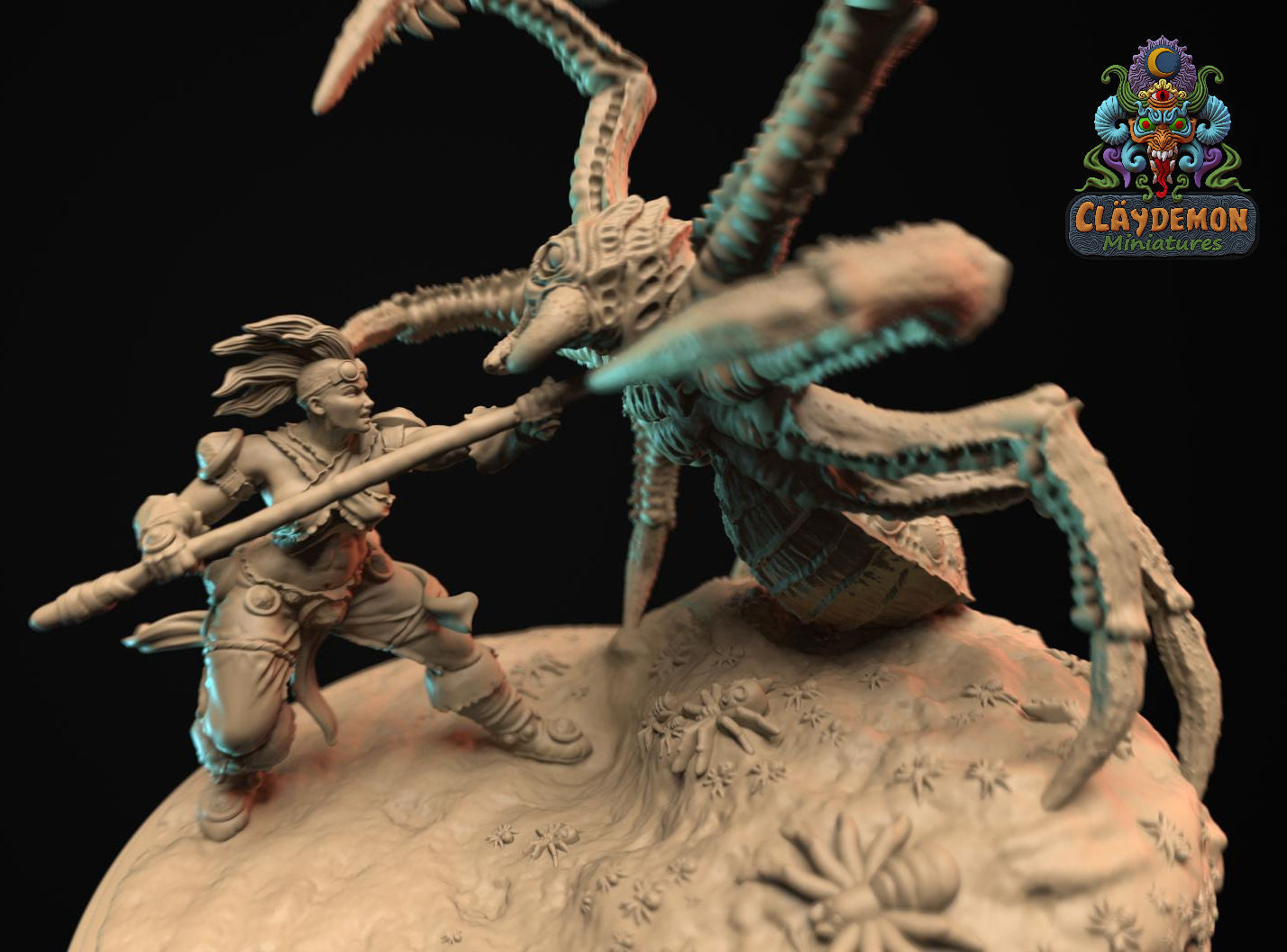 Velris the Spider Buster Diorama Miniature - by Claydemon Miniatures